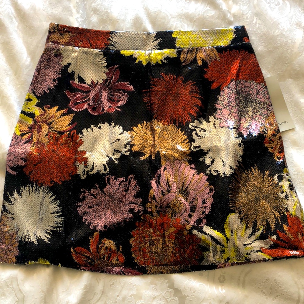 Sequin Floral Mini Skirt